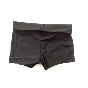 NWT Black Fold-over Boy Shorts Swim Athletic Short